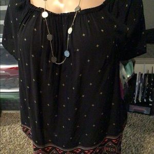 Black blouse with multicolor bottom 2X